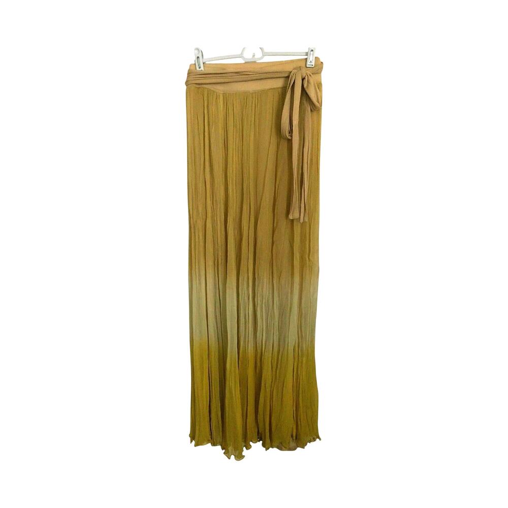 Rina Dhaka Maxi Skirt Anthropologie Size 14 Tan Chartreuse Endless Ombre